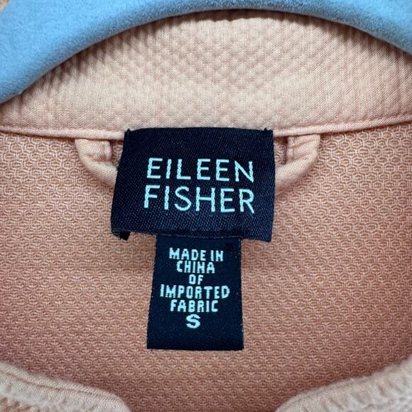 Eileen Fisher Jacket Womens S Orange Cotton Textured Lightweight Button Front - Picture 2 of 13